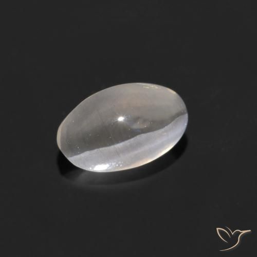 Silimanita Ojo de Gato Blanco cálido natural de 0.88 ct, Ovalada, Transparente