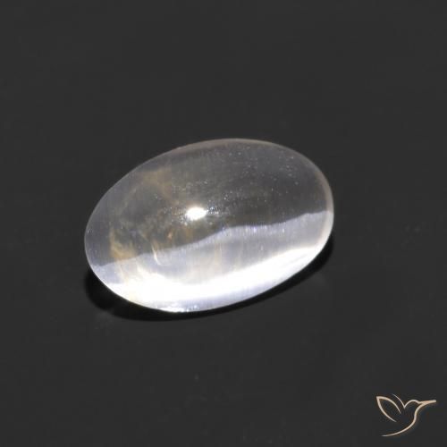 0.93ct Natural Blanco claro Silimanita Ojo de Gato, Ovalada, Transparente
