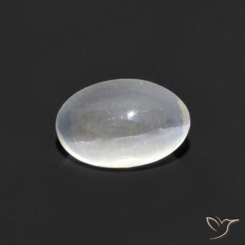 0.88ct Natural Blanco claro Silimanita Ojo de Gato, Ovalada, Transparente