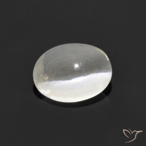 1.07ct Natural Blanco cálido Silimanita Ojo de Gato, Ovalada, Transparente