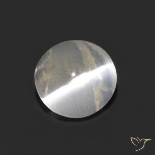 1.01ct Natural Blanco cálido Silimanita Ojo de Gato, Ovalada, Transparente