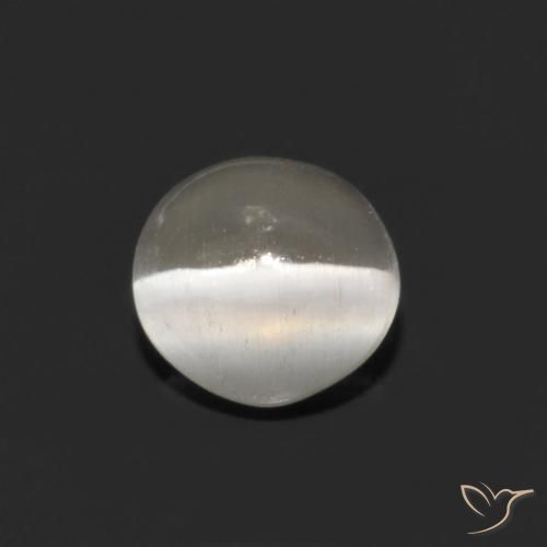 0.79ct Natural Blanco cálido Silimanita Ojo de Gato, Ovalada, Transparente