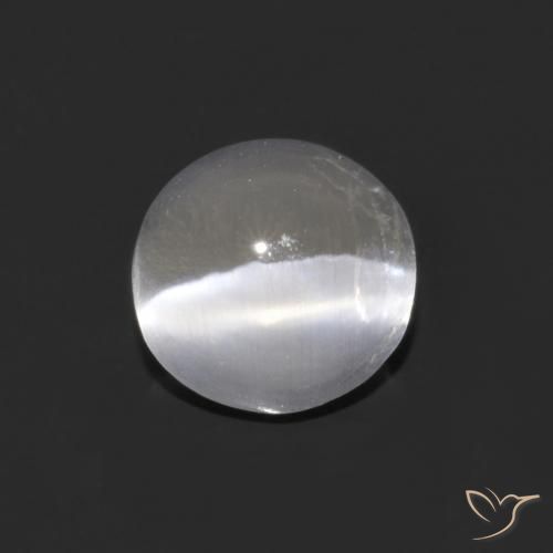 0.93ct Natural Blanco claro Silimanita Ojo de Gato, Ovalada, Transparente