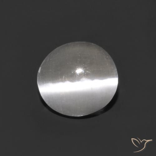 0.75ct Natural Blanco claro Silimanita Ojo de Gato, Ovalada, Transparente