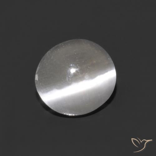 Silimanita Ojo de Gato Blanco claro natural de 0.75 ct, Ovalada, Transparente