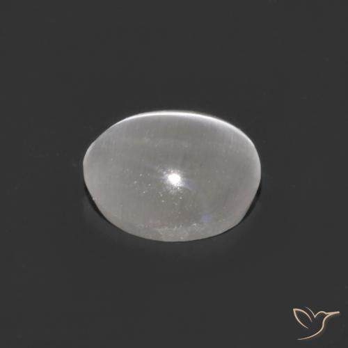 Silimanita Ojo de Gato Blanco claro natural de 0.75 ct, Ovalada, Transparente