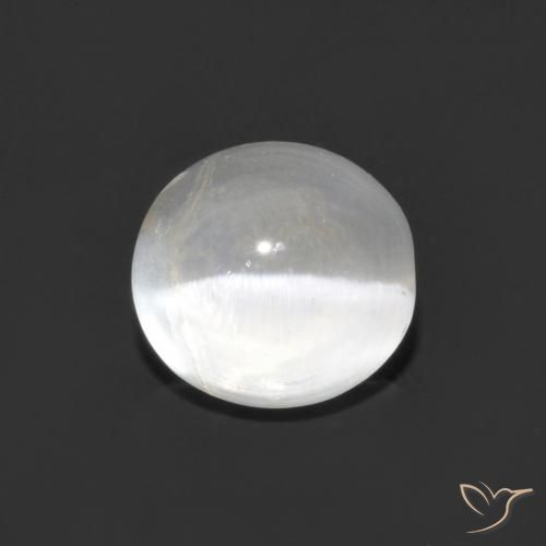 1.48ct Natural Blanco claro Silimanita Ojo de Gato, Ovalada, Transparente