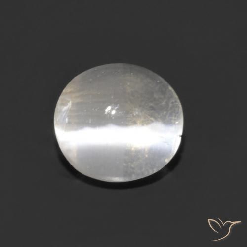 1.14ct Natural Blanco claro Silimanita Ojo de Gato, Ovalada, Transparente