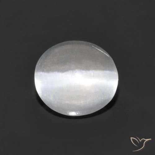 1.16ct Natural Blanco claro Silimanita Ojo de Gato, Ovalada, Transparente