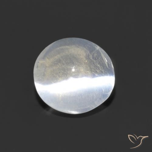 1.29ct Natural Blanco claro Silimanita Ojo de Gato, Ovalada, Transparente