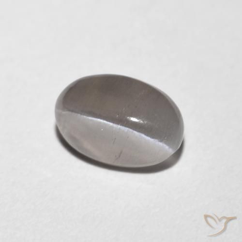 Silimanita Ojo de Gato Gris muy claro natural de 0.99 ct, Ovalada, Transparente