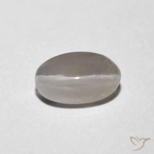 1.06ct Natural Gris muy claro Silimanita Ojo de Gato, Ovalada, Transparente