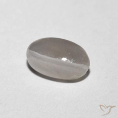 Silimanita Ojo de Gato Gris muy claro natural de 1.06 ct, Ovalada, Transparente