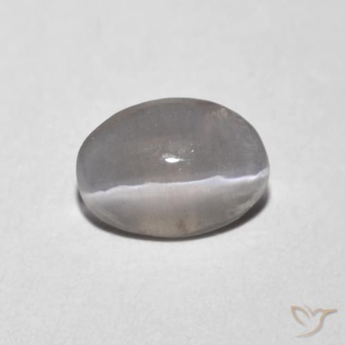 0.73ct Natural Gris muy claro Silimanita Ojo de Gato, Ovalada, Transparente