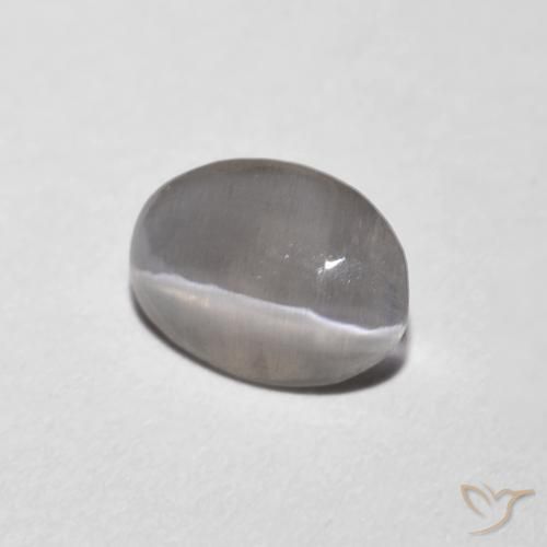 Silimanita Ojo de Gato Gris muy claro natural de 0.73 ct, Ovalada, Transparente