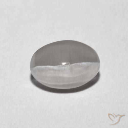 1.18ct Natural Gris muy claro Silimanita Ojo de Gato, Ovalada, Transparente