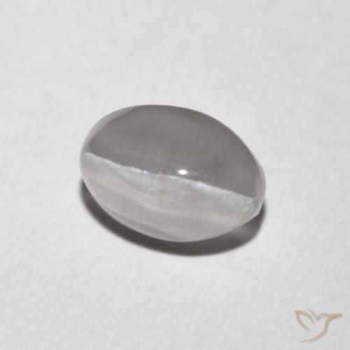 Silimanita Ojo de Gato Gris muy claro natural de 1.18 ct, Ovalada, Transparente