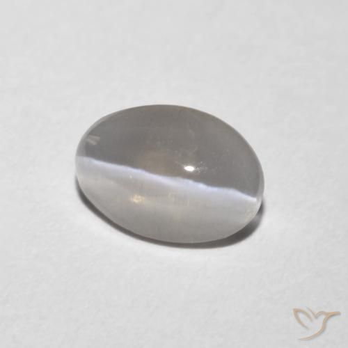 Silimanita Ojo de Gato Gris muy claro natural de 1.02 ct, Ovalada, Transparente