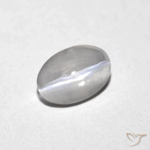 0.82ct Natural Gris muy claro Silimanita Ojo de Gato, Ovalada, Transparente
