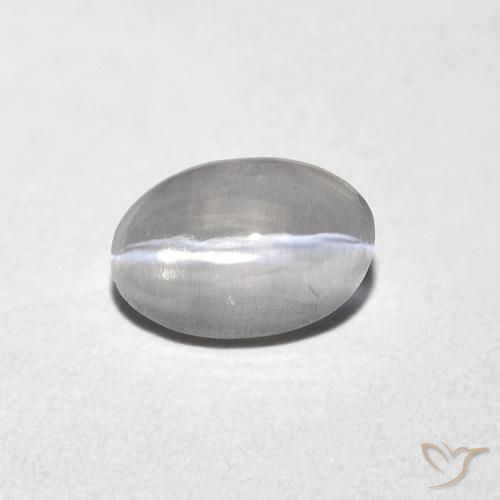 Silimanita Ojo de Gato Gris muy claro natural de 0.82 ct, Ovalada, Transparente