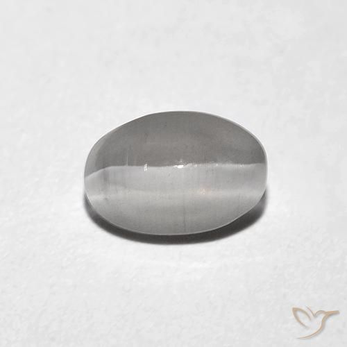 0.85ct Natural Gris muy claro Silimanita Ojo de Gato, Ovalada, Transparente