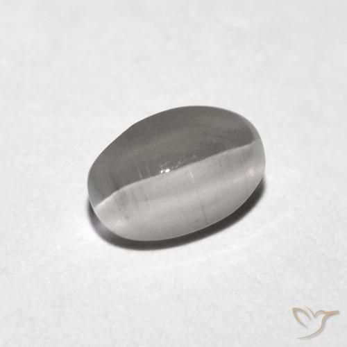 Silimanita Ojo de Gato Gris muy claro natural de 0.85 ct, Ovalada, Transparente