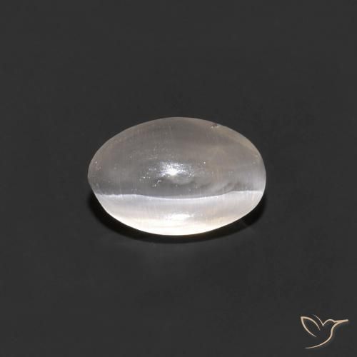 0.68ct Natural Gris muy claro Silimanita Ojo de Gato, Ovalada, Transparente