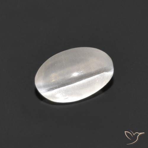 0.84ct Natural Gris muy claro Silimanita Ojo de Gato, Ovalada, Transparente