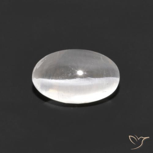 1.21ct Natural Gris muy claro Silimanita Ojo de Gato, Ovalada, Transparente