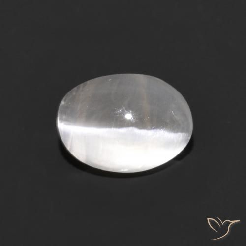 1.30ct Natural Gris muy claro Silimanita Ojo de Gato, Ovalada, Transparente