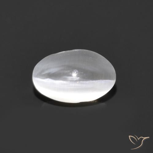 0.90ct Natural Gris muy claro Silimanita Ojo de Gato, Ovalada, Transparente