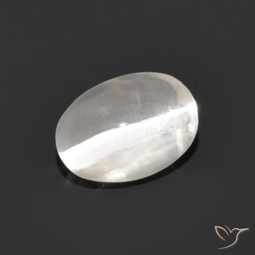 1.34ct Natural Gris muy claro Silimanita Ojo de Gato, Ovalada, Transparente