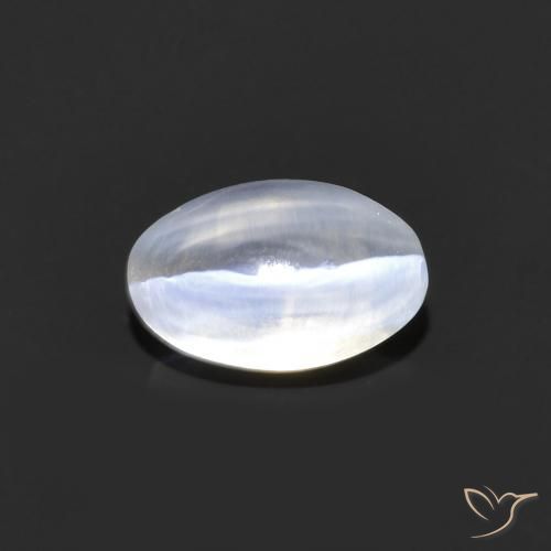 1.20ct Natural Gris muy claro Silimanita Ojo de Gato, Ovalada, Transparente