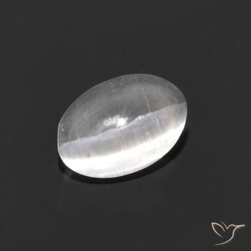 0.84ct Natural Gris muy claro Silimanita Ojo de Gato, Ovalada, Transparente