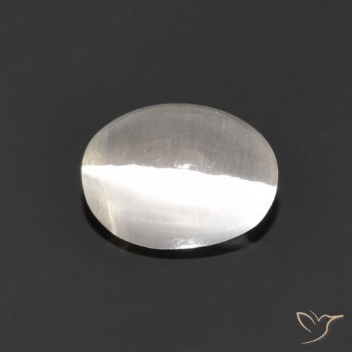 1.15ct Natural Gris muy claro Silimanita Ojo de Gato, Ovalada, Transparente
