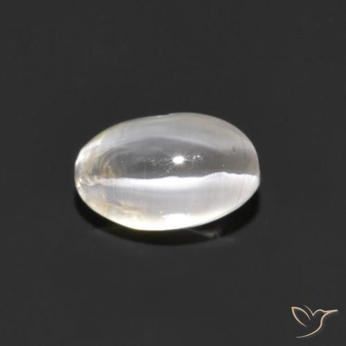 1.06ct Natural Gris muy claro Silimanita Ojo de Gato, Ovalada, Transparente