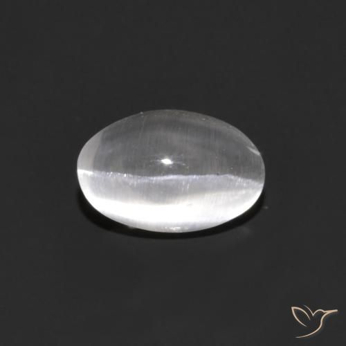 0.95ct Natural Gris muy claro Silimanita Ojo de Gato, Ovalada, Transparente