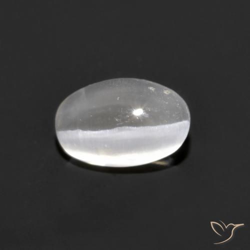 0.77ct Natural Gris muy claro Silimanita Ojo de Gato, Ovalada, Opaco