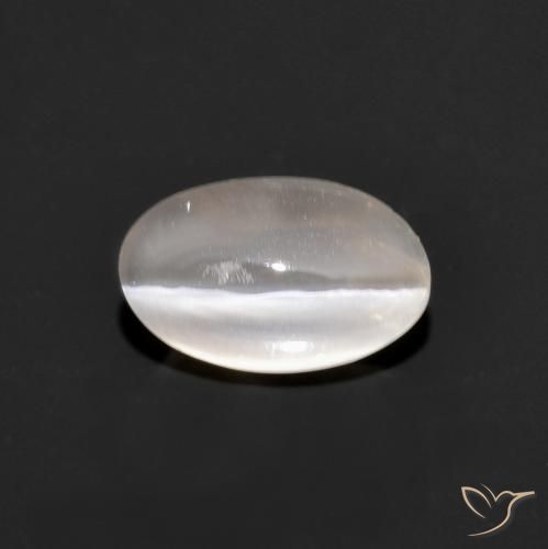 1.33ct Natural Gris muy claro Silimanita Ojo de Gato, Ovalada, Transparente