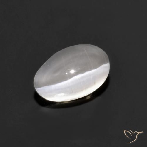 1.14ct Natural Gris muy claro Silimanita Ojo de Gato, Ovalada, Transparente