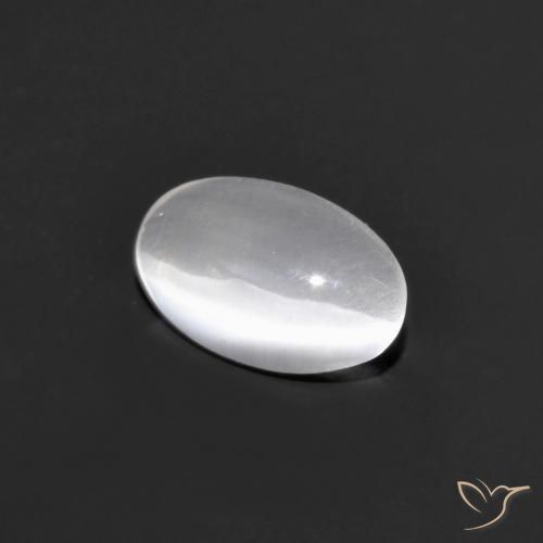 0.77ct Natural Gris muy claro Silimanita Ojo de Gato, Ovalada, Transparente