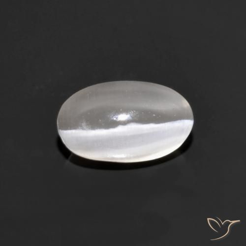 1.10ct Natural Gris muy claro Silimanita Ojo de Gato, Ovalada, Transparente