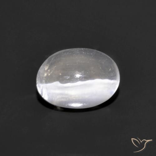 0.75ct Natural Gris muy claro Silimanita Ojo de Gato, Ovalada, Transparente