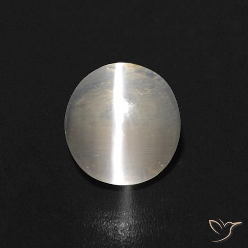 0.99ct Natural Blanco cálido Silimanita Ojo de Gato, Ovalada, Transparente