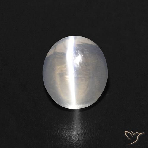 1.08ct Natural Blanco cálido Silimanita Ojo de Gato, Ovalada, Transparente