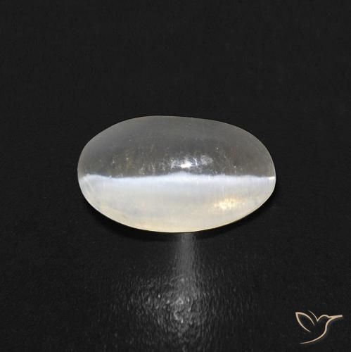 0.84ct Natural Blanco cálido Silimanita Ojo de Gato, Ovalada, Transparente