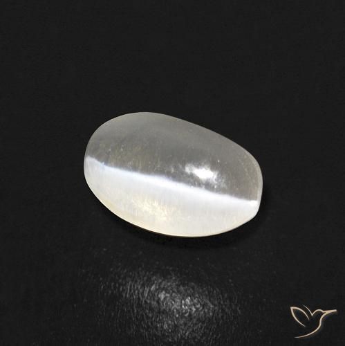 Silimanita Ojo de Gato Blanco cálido natural de 0.84 ct, Ovalada, Transparente