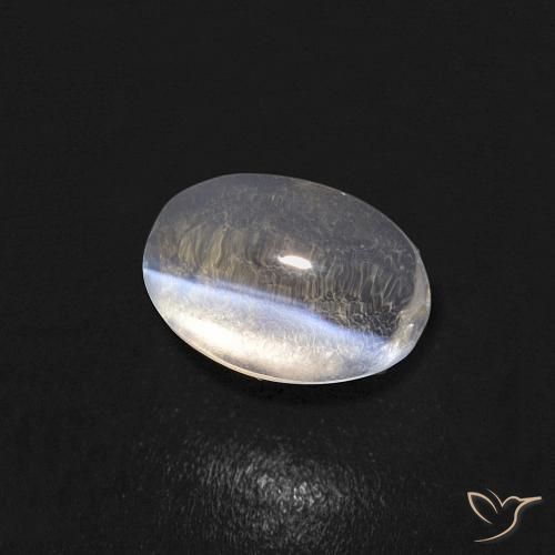 Silimanita Ojo de Gato Blanco cálido natural de 0.85 ct, Ovalada, Transparente