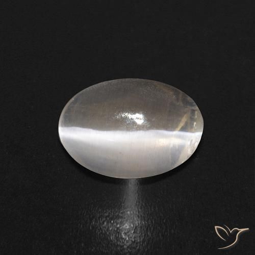 0.68ct Natural Blanco cálido Silimanita Ojo de Gato, Ovalada, Transparente