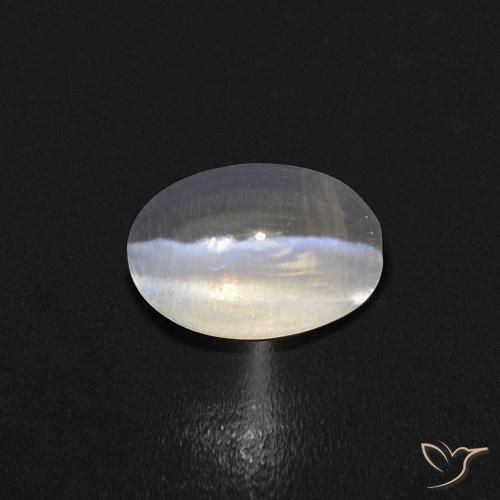 0.86ct Natural Blanco cálido Silimanita Ojo de Gato, Ovalada, Transparente